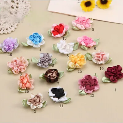 £1.43 • Buy 5-50 Mix Satin Ribbon Flowers Bows W/pearl Wedding/sewing/appliques