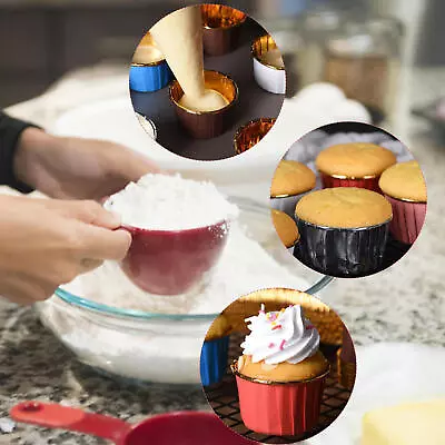 50 Pcs Foil Baking Cups Gold Paper Cupcake Liners Tulip Cupcake Wrapper Muffin • $9.74