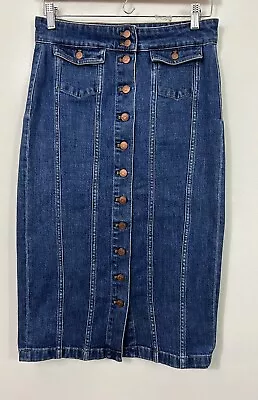 Madewell Denim Skirt Size 26 Women’s Pencil Button Front Blue • $19.99