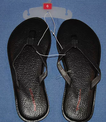 New Size 6 Mossimo Supply Co. Black Flip Flops Textile Upper Looks Like Denim • $10.99