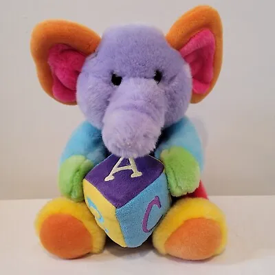 Aurora  Elephant Plush Color Block Sings ABC's Musical Stuffed Animal Baby Toy • $16