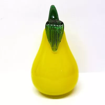 Vintage Murano Hand Blown Pear Art Glass Fruit Green 4.5  • $14.99