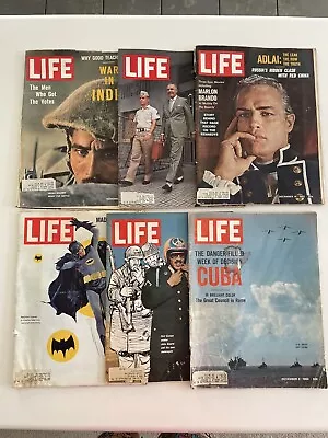 Vintage Life Magazines 1960s Batman Cuba Marlon Brando Lot Of 6 • $55.39