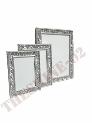 £14.99 • Buy Crushed Crystal Sparkling Bling Silver Diamond Jewelled Wall Table Photo Frame