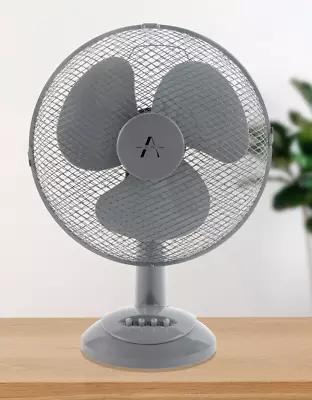 ALINI 12 Inch Desk Table Fan 3 Speed 40W Oscillating Freestand Cooling Fan Grey • £15.75