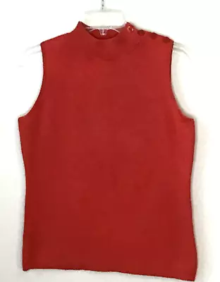 Ann Taylor Factory Orange Mock Turtleneck Sleeveless Top Petite Small • $9.99