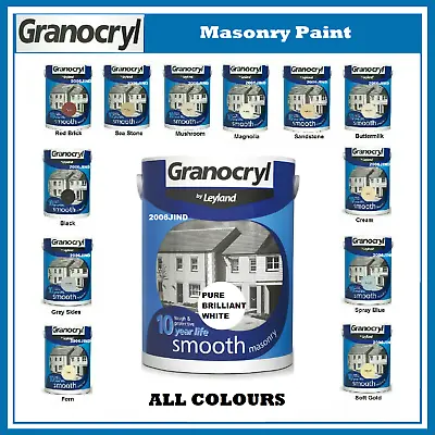 £24.97 • Buy Granocryl Smooth Masonry Paint Exterior 5 L And 2.5 L - ALL COLORS AND SIZES