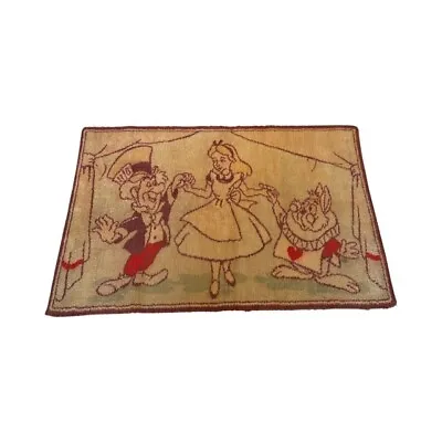 Rare Vintage Mid-Century Disney Alice In Wonderland Woven Pile Area Rug • $44