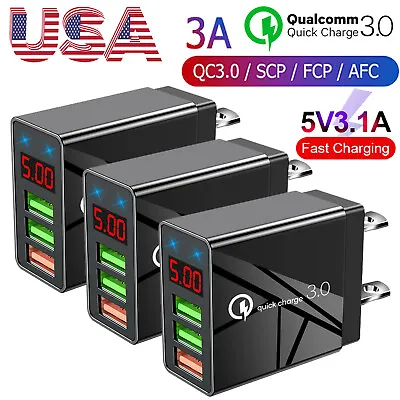 3PACK 3 Port Fast Quick QC 3.0 USB Hub Wall Charger Power Charge Adapter US Plug • $9.69