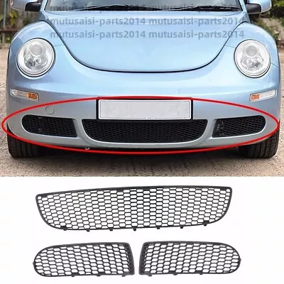 Fits 2006-10 VW Beetle Hatchback Convertible Lower Bumper Grill Grille Kit 3 Pcs • $56.86