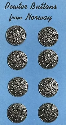 Vintage Pewter Buttons~Norway Beautiful Well-made.  13/16” • $19.50