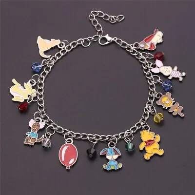 Cartoon Winnie The Pooh Piglet Tigger Eeyore Bangle Charm Bracelet Gift • £7.95