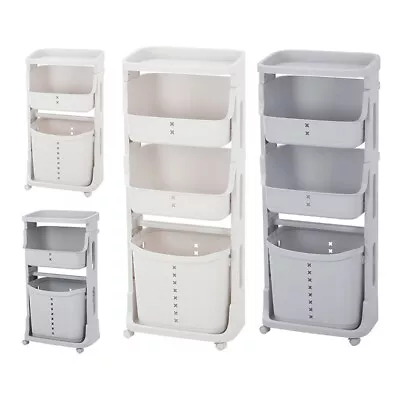 Home Laundry Sorter Cart Hamper Organizer Clothes Bin Storage Basket On Wheels • £18.95