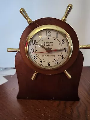 Vintage Gibraltar Drecision Self-starting Ship Wheel Clock • $19.99