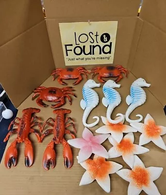 Vintage Plastic Blow Mold Lot Of 14 Sea Animals Seahorse Crabs Lobsters Starfish • $50