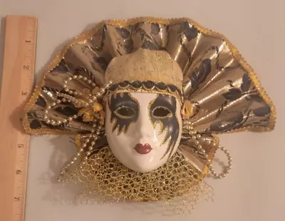 Ceramic Painted Mardi Gras Hanging Wall Mask • $19.95