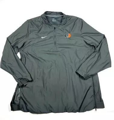 Nike X University Of Miami Hurricanes Pullover Windbreaker 1/4 Zip Men's 2XL • $21.24