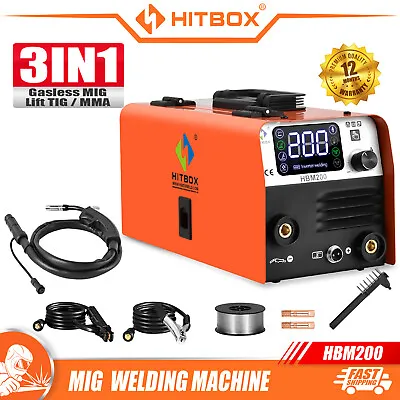 200AMP MIG Welder 2in1 Gasless Flux Core MIG Stick/MMA IGBT Welding Machine • £125.99