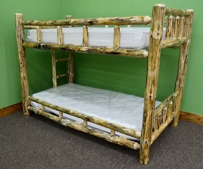 Northern Rustic Pine Log Bunk Bed - Queen/Queen - Solid Wood/Free Shipping • $1549
