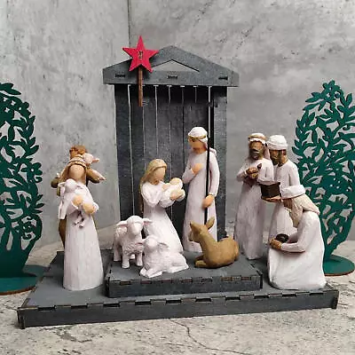 10pcs Tree Nativity Figures Statue Nativity Statue Hand Painted Decor • £47.89