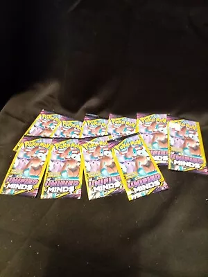 Lot Of 10 Pokemon Sun & Moon Unified Minds 3 Card Packs Sealed  • $20