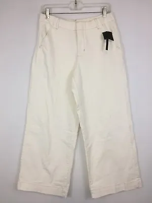 NWT ZARA TRAFALUC Ivory/Cream Womens Sz 6 ANCHO Wide Cropped Leg Denim Jeans • $23.20