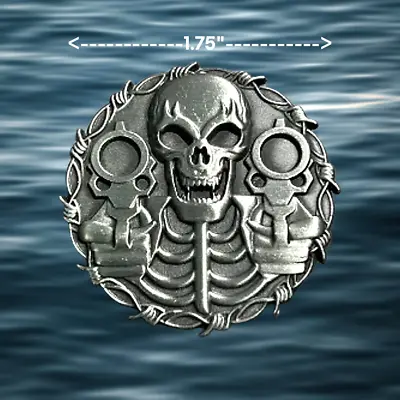 Large Biker Skull Gothic Vest Pin- Big Metal 1.75  New! • $6.99