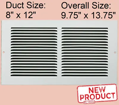 Air Return Vent Cover Grille 8 X 12  Duct Size Steel Wall Ceiling Sidewall White • $14.95