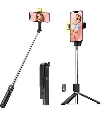 ATUMTEK ATSS113 4in1 Selfie Stick Tripod W/ Fill Light Wireless Bluetooth Remote • £17.90