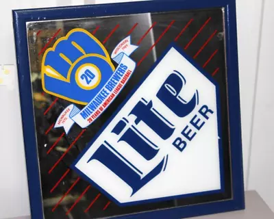 Vintage Miller Light Milwaukee Brewers Mirror 18.5  X 18.5  • $49.99