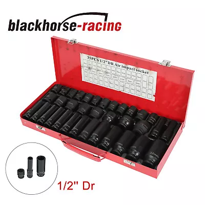 35PCS Deep Impact Socket Set 1/2  Drive 6 Point Metric Garage Tool 8mm - 32mm • $54.71