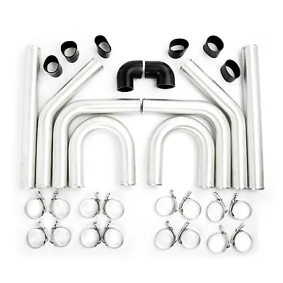 Universal 2.5  63mm Aluminum Turbo Intercooler Pipe Kit +Clamp+Brushed Hose • $113.99