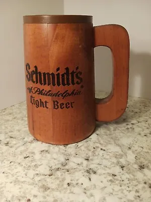Vintage Beer Mug Wooden Schmidts Light Plastic Removable Liner Manly Man Brew  • $20.50