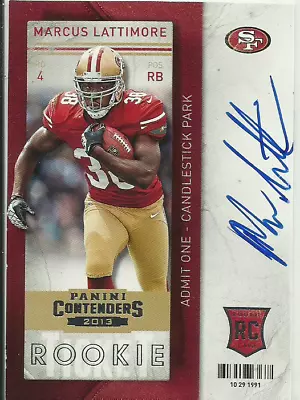 2013 Panini Contenders #223 Marcus Lattimore Rookie Auto Autograph $RARE$ 49ERS • $9.99