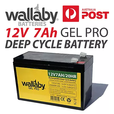 Wallaby GEL PRO 12V 7Ah SLA DEEP CYCLE BATTERY Solar Camping Marine Vehicle 4WD • $27.95