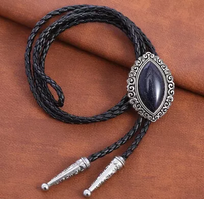 Rodeo Bolo Tie Western Cowboy Black Leather Necktie New Free Ship A949 • $12.92