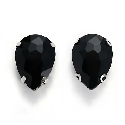 20Pcs Black Crystal Glass Teardrop Rhinestones Rose Montees 13X18mm Sew On Stone • $2.96