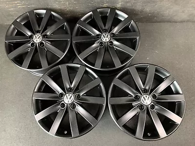 (4) VW Volkswagen Golf Jetta Satin Black Powder Wheels Rims + Caps 17  Hol.69936 • $795