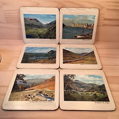 6pk VINTAGE WALES “Beige” Small Vintage Mats Scenic Wooden Decorative Placemats • $4.99