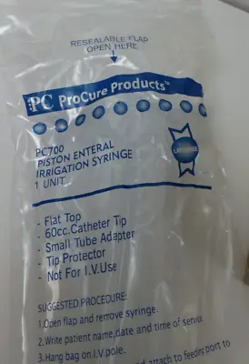 PC700 Piston Enteral Irrigation Syringe - Sterile Latex Free 60cc Individual • $1.25