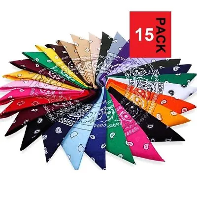 15 X Paisley Bandana Cotton Head Wrap Neck Scarf Assorted Colours • $36.95