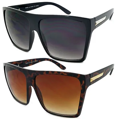 Mens Womens Flat Top Oversize Retro Square Sunglasses Funky Big Lens 2 Colors • $9.99