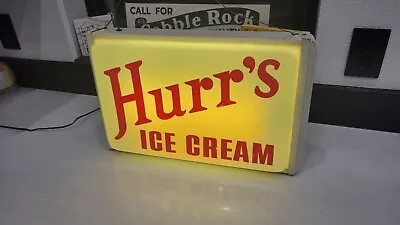 Hurr's Ice Cream Light Up Advertising  Sign Vintage Antique Rare Dairy Sign • $995