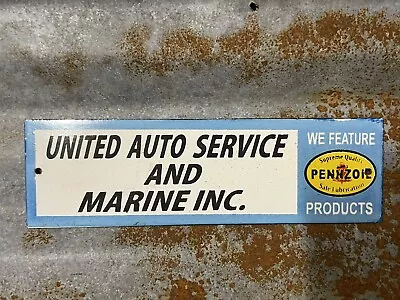 Pennzoil Vintage Porcelain Sign United Auto Service Marine Repair Shop Plaque • $154