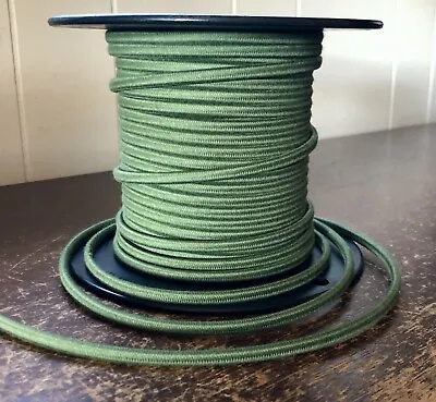 Green 2-Wire Cloth Covered Cord 18ga Vintage Style Lamps Antique Lights Cotton • $1.29