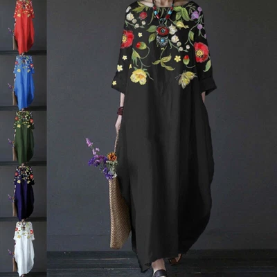 $35.38 • Buy Ladies Long Dress Floral Print Maxi Dresses Women Casual 3/4 Sleeve Holiday Sexy