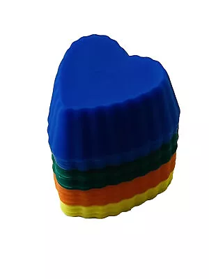 Heart Silicone Baking Cups Cupcake Muffin Liners Multi Color Resusable 16 Pack • $5.40