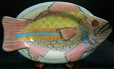 Mackenzie Childs Victoria & Richard Multi Colored Fish Plate 15  (1991) Excell • $161.49