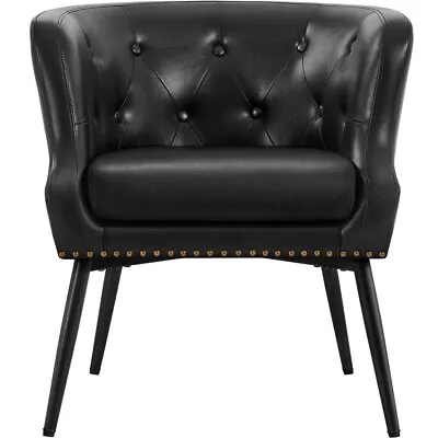 Modern Faux Leather Armchair Barrel Accent Chair Tub Chair For Living Room • £79.99
