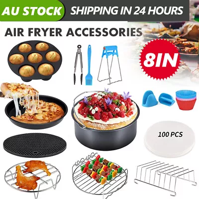 8 In Air Fryer Accessories Frying Cage Dish Baking Pan Rack Pizza Tray Pot AU • $27.48